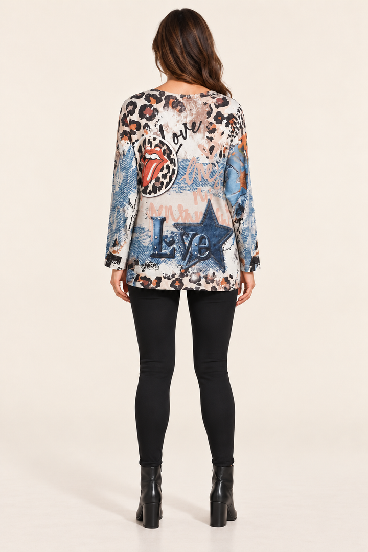 Focus Clothing - Wild Love Mixed-Print Graphic Top
