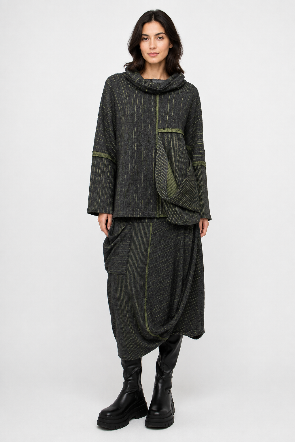Ozai N Ku - Stripe Cowl-Neck Tunic