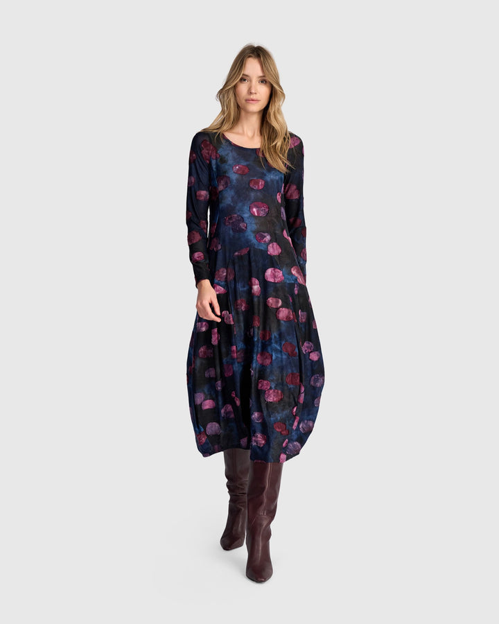 Alembika Dresses - Calliope Crew Cocoon Dress, Midnight/Wine