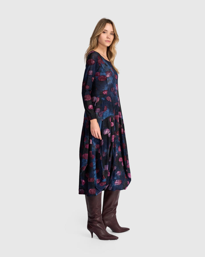 Alembika Dresses - Calliope Crew Cocoon Dress, Midnight/Wine