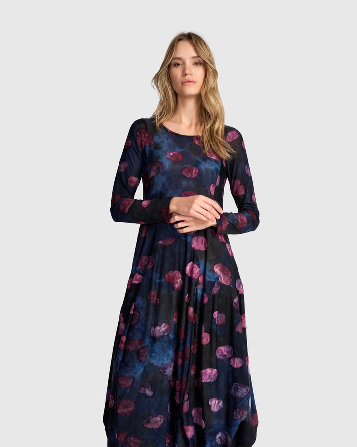 Alembika Dresses - Calliope Crew Cocoon Dress, Midnight/Wine