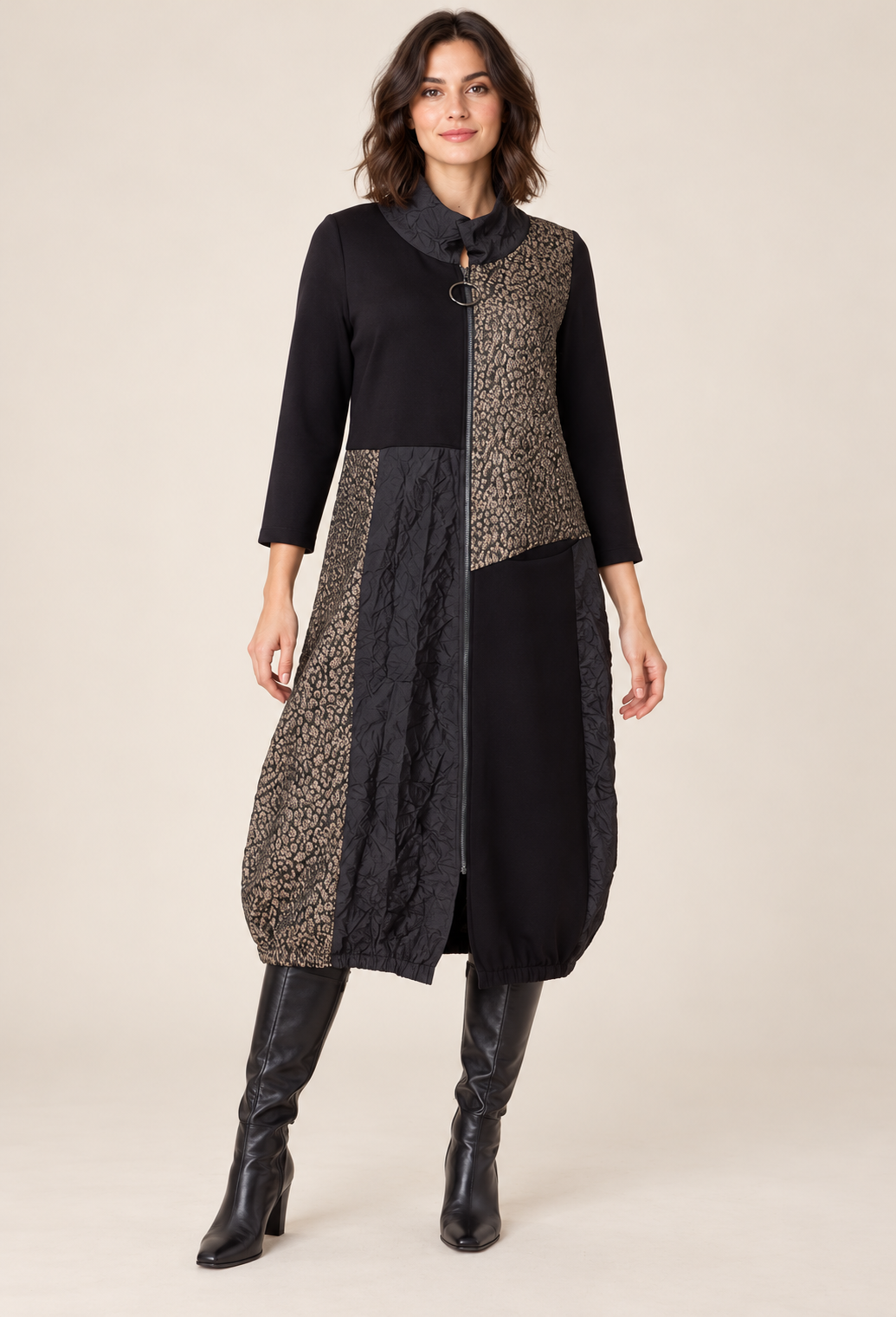 IC Collection - Artful Edge Patchwork Midi Dress