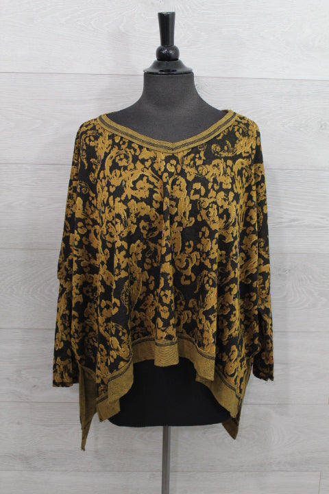 Cut Loose Floral Jacquard - One Size Deep V FINAL SALE ITEM