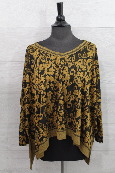 Cut Loose Floral Jacquard - One Size Deep V FINAL SALE ITEM