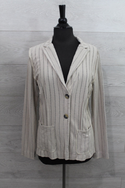 Cut Loose Frayed Stripe - Fitted Blazer FINAL SALE ITEM