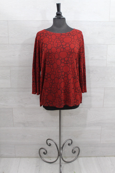 Cut Loose Ring Jacquard - 3/4 Slv Boatneck Top FINAL SALE ITEM