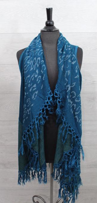 Sleeveless Fringed Shawl