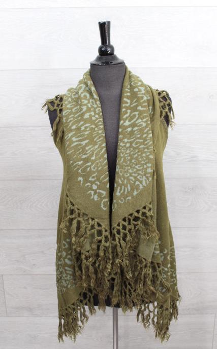 Sleeveless Fringed Shawl