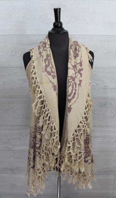 Sleeveless Fringed Shawl