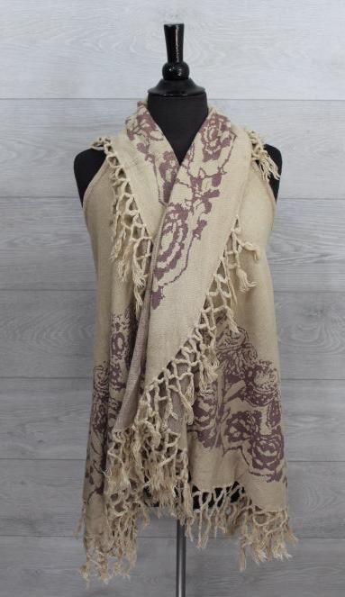 Sleeveless Fringed Shawl