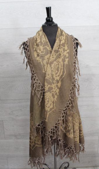 Sleeveless Fringed Shawl