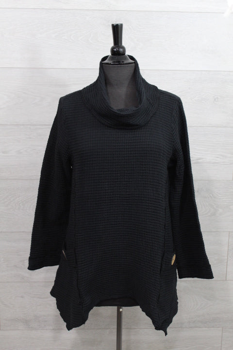 Focus Clothing - Feather Waffle Mock Neck Merrow Tunic FINAL SALE ITEM