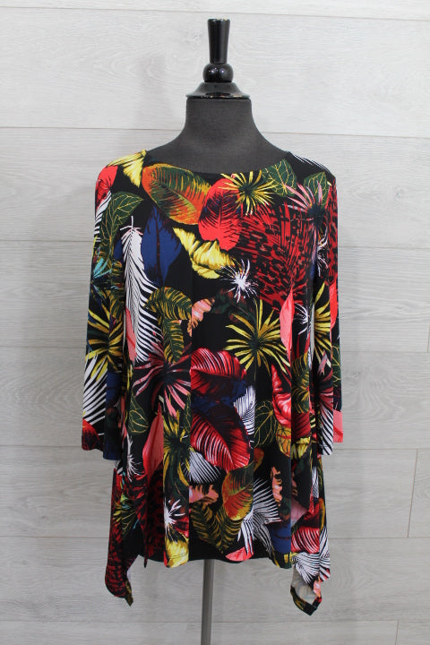 Focus Clothing - 3/4 sleeve tropical top FINAL SALE ITEM