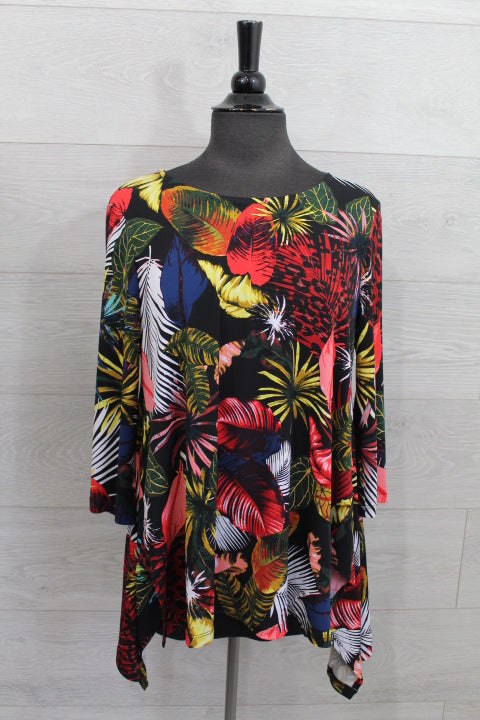 Focus Clothing - 3/4 sleeve tropical top FINAL SALE ITEM