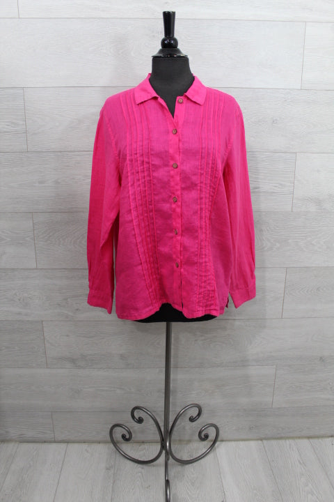 Focus Clothing - Pleat Collared Linen Shirt FINAL SALE ITEM