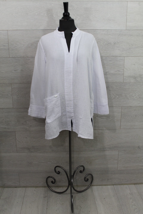 Focus Clothing - Split Neck Mandarin Pocket Tunic