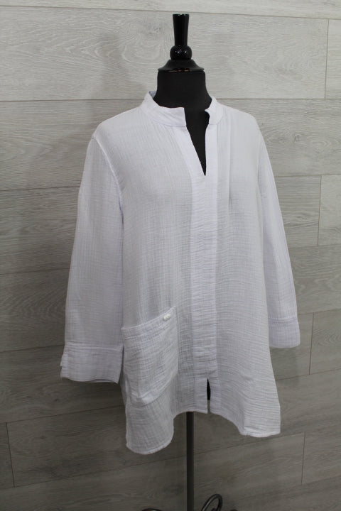 Focus Clothing - Split Neck Mandarin Pocket Tunic