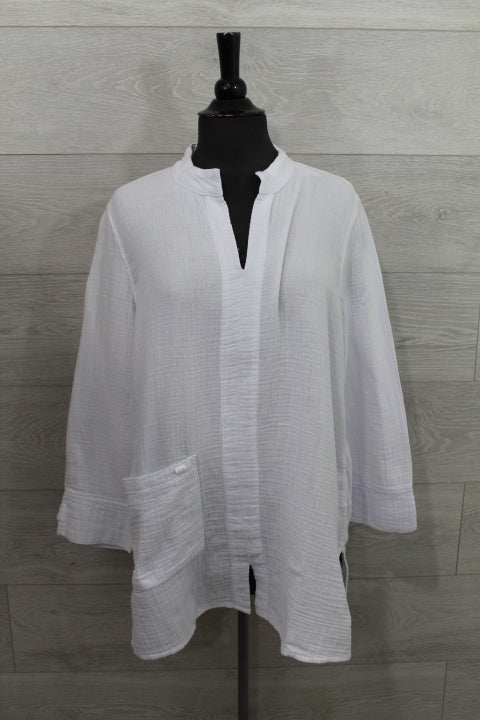 Focus Clothing - Split Neck Mandarin Pocket Tunic