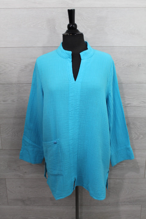 Focus Clothing - Split Neck Mandarin Pocket Tunic