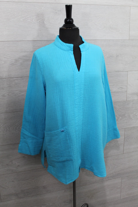 Focus Clothing - Split Neck Mandarin Pocket Tunic