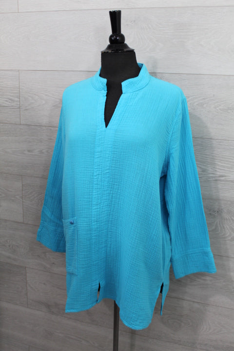 Focus Clothing - Split Neck Mandarin Pocket Tunic