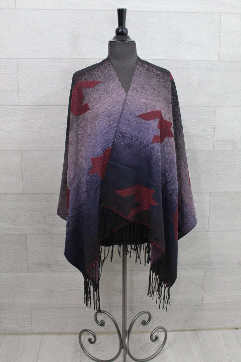 Aztec Print Shawl/Poncho