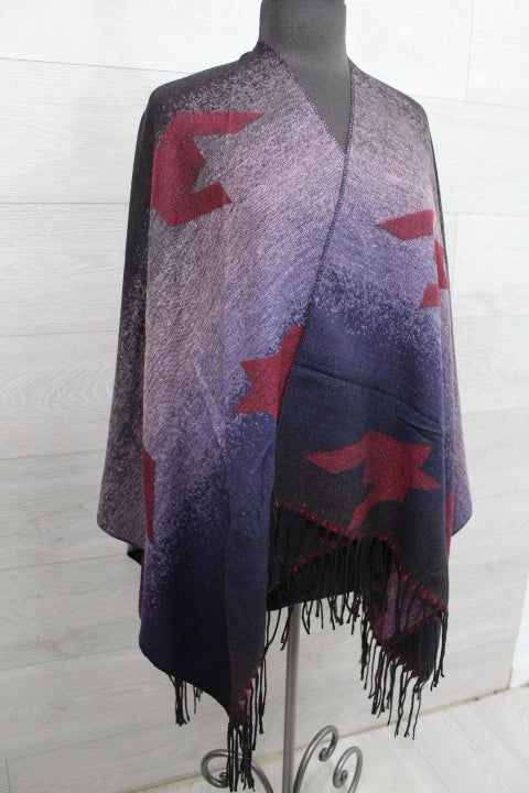 Aztec Print Shawl/Poncho