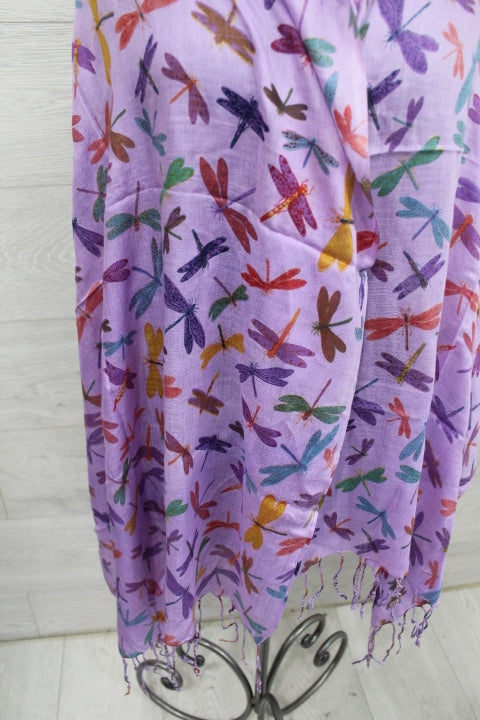 Dragonfly Scarf - Purple