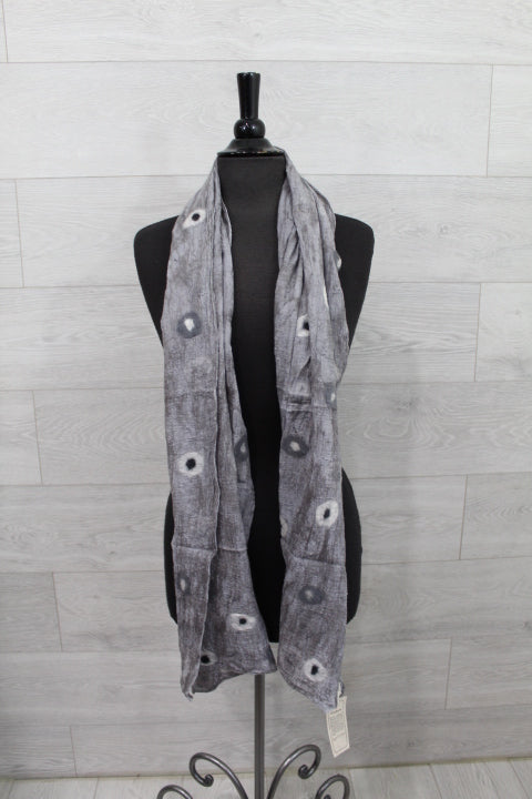 Polkadot Wool Scarf - Grey