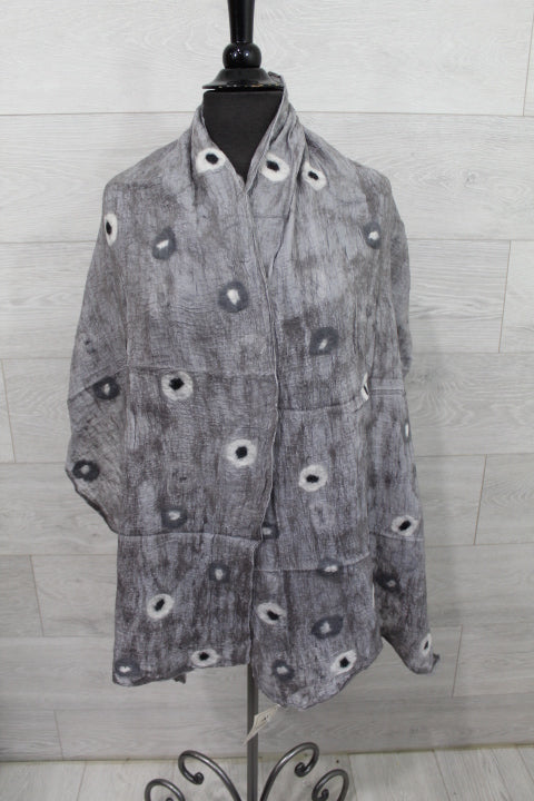 Polkadot Wool Scarf - Grey