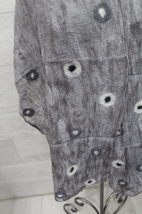 Polkadot Wool Scarf - Grey