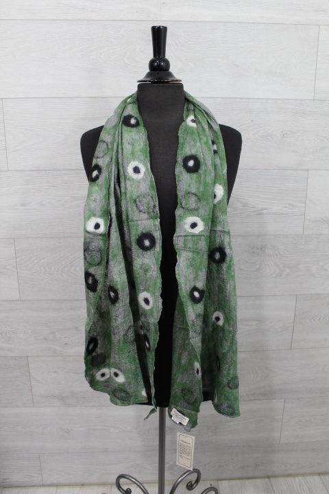 Polkadot Wool Scarf - Green