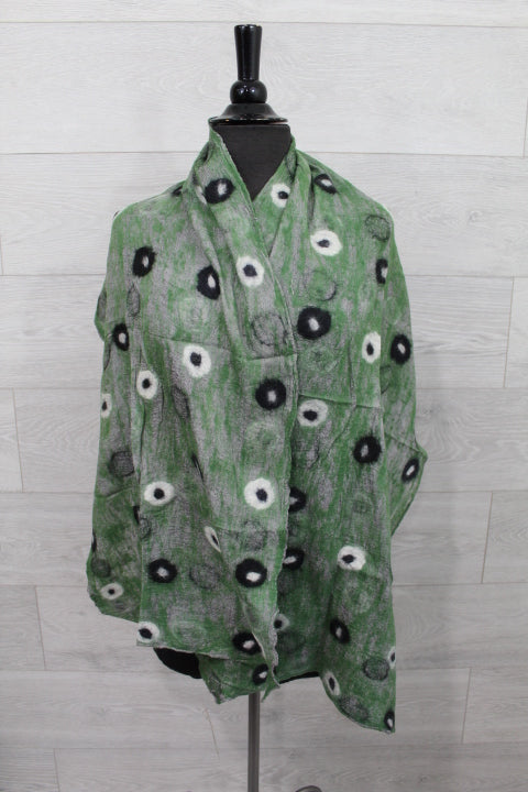 Polkadot Wool Scarf - Green