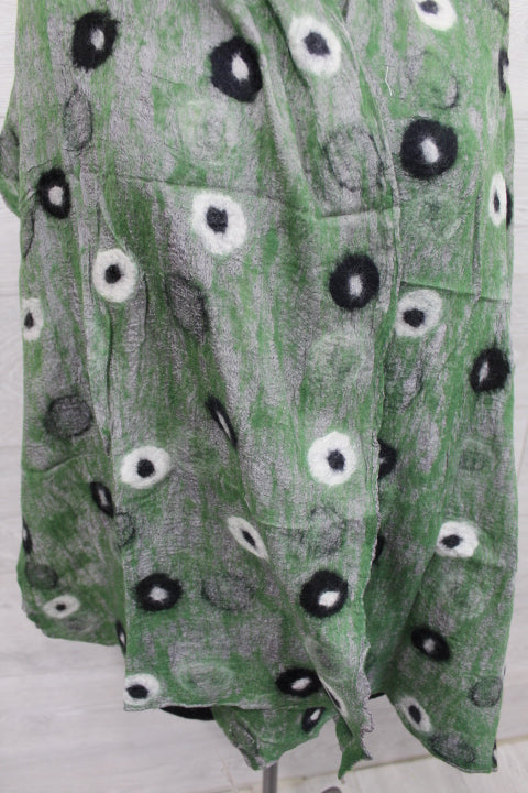 Polkadot Wool Scarf - Green