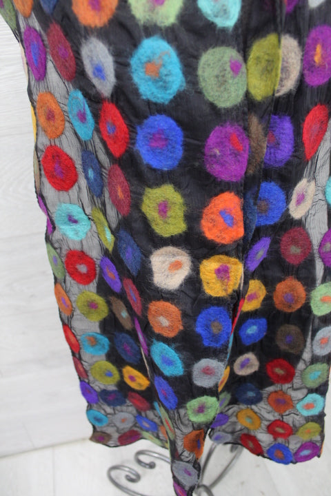 Black Multi Color Polkadot Wool Scarf