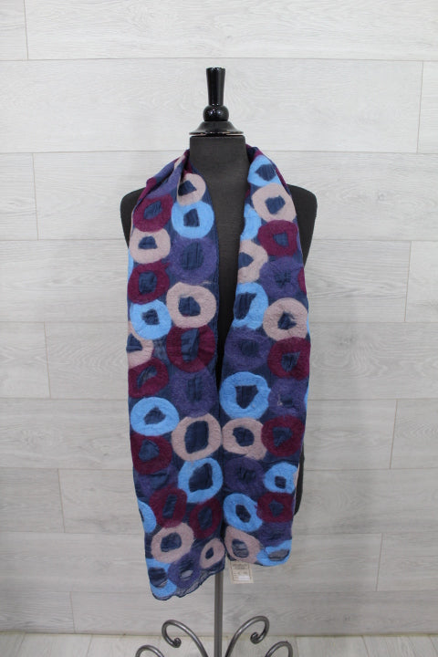 Blue Multi Color Polkadot Wool Scarf