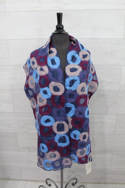 Blue Multi Color Polkadot Wool Scarf