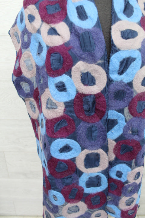 Blue Multi Color Polkadot Wool Scarf