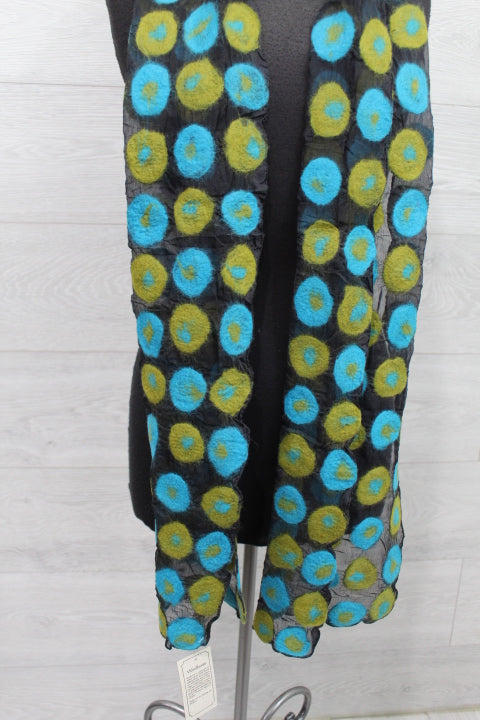 Green Blue Multi Color Polkadot Wool Scarf