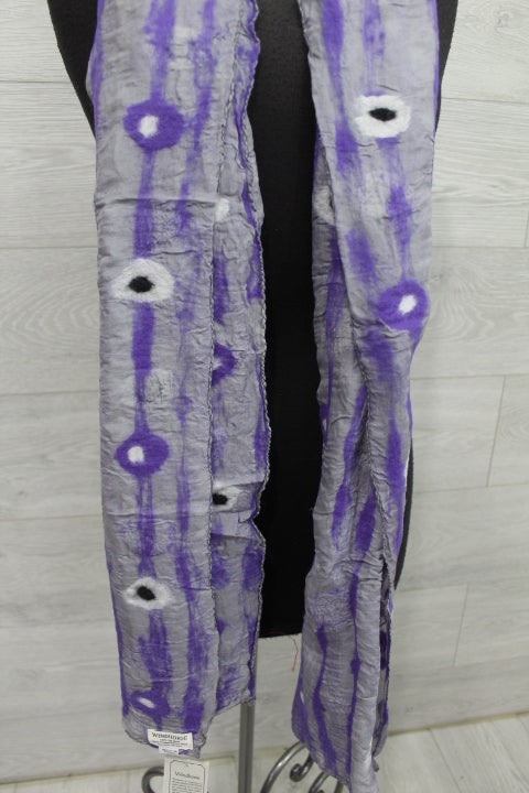 Grey and Purple Wool Scarf with polkadots