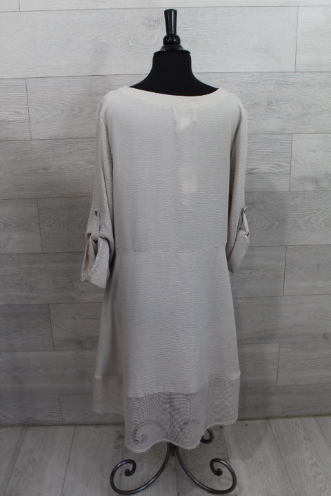 Joseph Ribkoff - Gauze and Mesh High Low Flare Top FINAL SALE ITEM