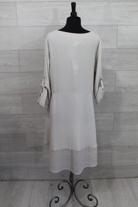 Joseph Ribkoff - Gauze and Mesh High Low Flare Top FINAL SALE ITEM