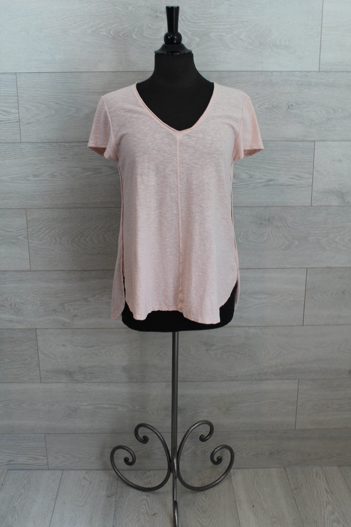 Cut Loose Light Weight Linen Cotton Jersey -  S/S V-Neck Top FINAL SALE PRICE