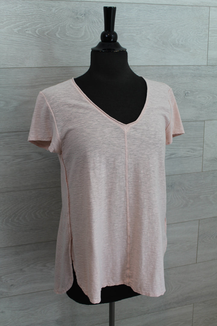 Cut Loose Light Weight Linen Cotton Jersey -  S/S V-Neck Top FINAL SALE PRICE
