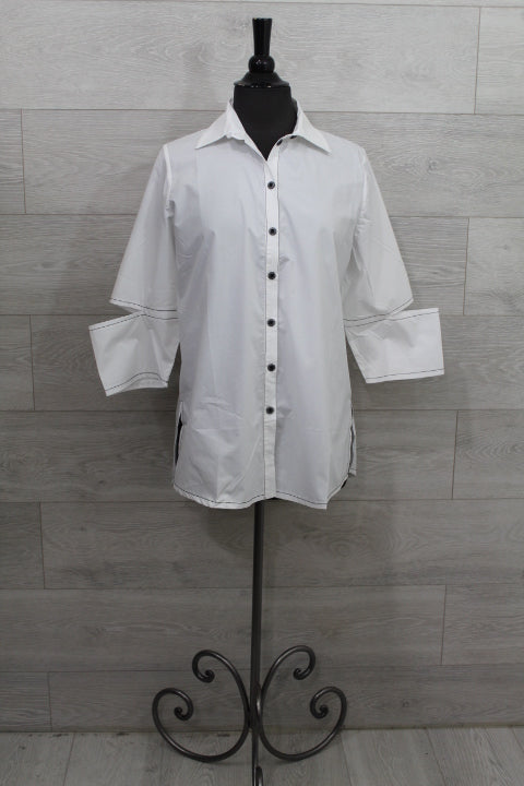 Ozai N Ku - Collared Shirt Top-FINAL SALE ITEM