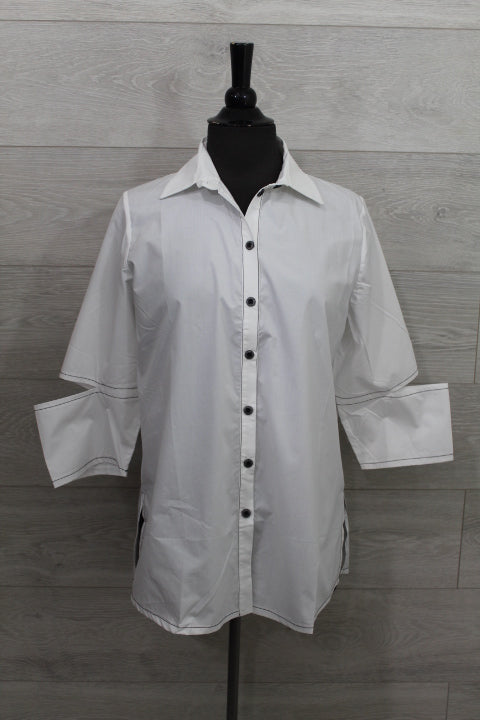 Ozai N Ku - Collared Shirt Top-FINAL SALE ITEM