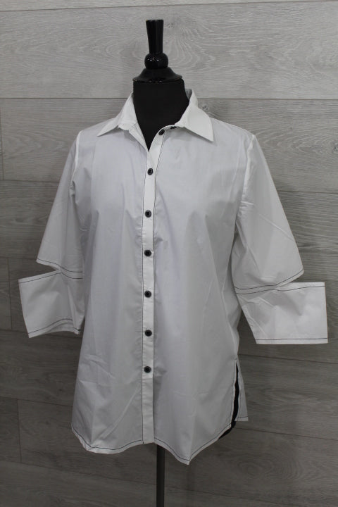 Ozai N Ku - Collared Shirt Top-FINAL SALE ITEM