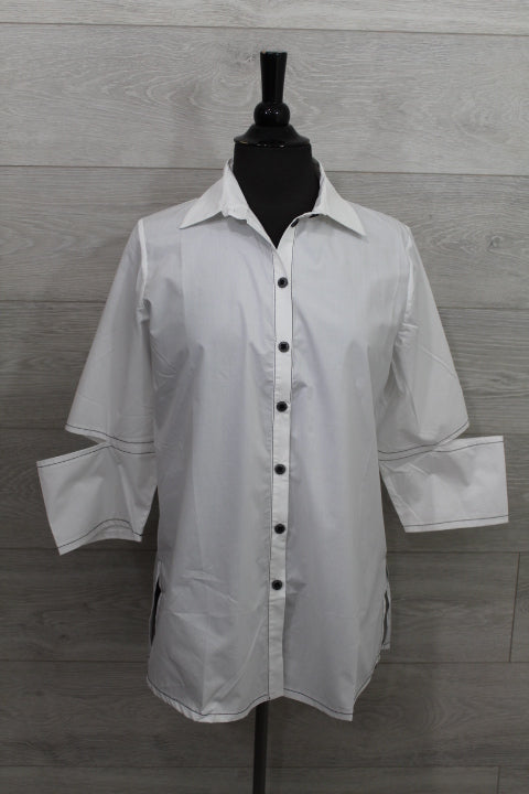 Ozai N Ku - Collared Shirt Top-FINAL SALE ITEM