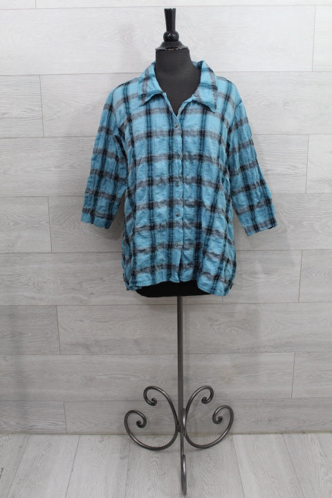 Cut Loose Crinkle Plaid - High Low Shirt