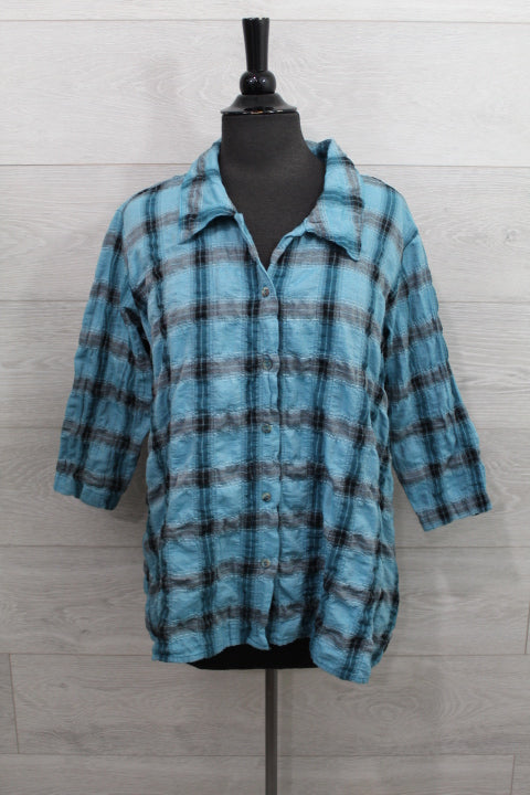 Cut Loose Crinkle Plaid - High Low Shirt